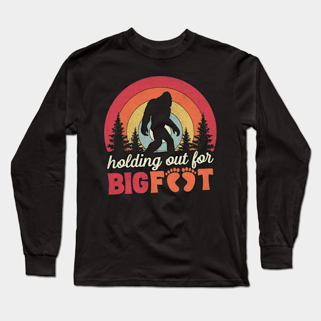 Holding Out For Bigfoot Valentine's Day Sasquatch Gift Long Sleeve T-Shirt by Teewyld